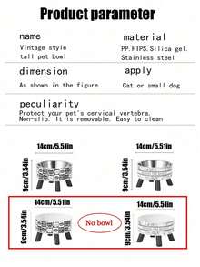 1个加高宠物碗，不锈钢材质，适用于狗/猫的食盆和水盆，颈部友好设计 - 300ml - 查看 6