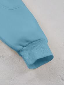PAVTROS Áo hoodie nam in chữ, kiểu dáng thường ngày, thích hợp cho mùa Thu/Đông. - Màu xanh nhạt - Xem 6