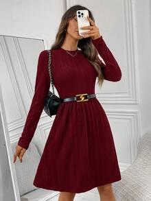 EMERY ROSE Robe femme à manches longues coupe slim décontractée, convient pour l'automne/l'hiver