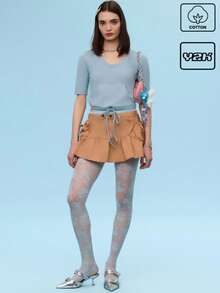 COUREZ Fitted Hoodie Short Sleeve Top ,Summer For Women ,Summer Top Going Out Top Casual ,Y2K Cotton Cotton Vintage - Blue - View 1