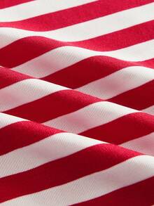 HIMLAND 男士条纹圆领爱心刺绣休闲百搭情人节约会短袖T恤