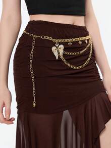 Golden Rhinestone Wings Cross Love Waist Chain