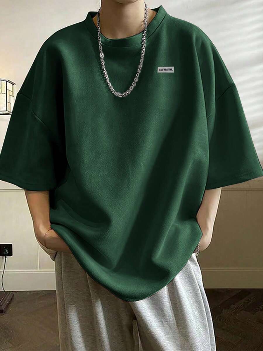 Claim Dot Men's Round Neck Short Sleeve Simple T-Shirt, For Casual Daily Wear