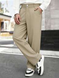 Manfinity CasualCool Men's Casual Loose Straight Leg Pants, Suitable For Daily Casual Wear, Weekend Outings, Travel, Hangouts With Friends, Etc. This Pant Is An Essential Versatile Item In A Man's Wardrobe, And Makes A Great Gift For A Boyfriend Or Husband. Mens Loose Straight Leg Casual Pants Mens Slacks Korean Pants Men Khaki Pants Men