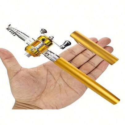 1Pc Emergency Mini Fishing Rod - Pen Shape Foldable 1m Aluminum Rod With Instant Reel - Multi-Purpose Tool For Flood Prevention/2025 Fishing/Off-Grid Survival - Must-Have For RV Life, Standard Metal Gear, Outdoor Emergency Kit, Compact Survival Tool, Disaster Preparedness Essential