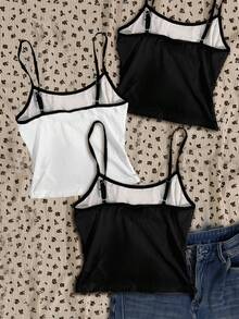 Attitoon 3pcs Casual Street Style Vintage Gothic Cross Skull Lip Print Pattern Women's Tank Tops, Versatile For Summer Spring Beach Outfit - Multicolor - View 2