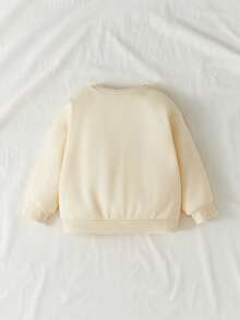 Maija Kids 豹纹蝴蝶结装饰圆领休闲卫衣，适合年轻女孩 - 杏色 - 查看 2