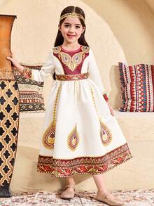 SHEIN 女童圆领休闲连衣裙 - 白色 - 查看 5