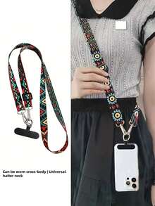 1PC Adjustable Retro Totem Phone Strap, Fashionable, High-End, Long Hanging Chain For Women, Comfortable Wear Around Neck - Multicolor - View 5