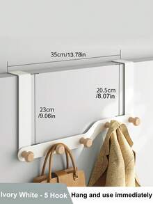 Cirelle No Drill Over Door Hanger - White 4/5 Hook Storage Rack For Coats & Bags, Space Saving Decoration For Bedroom & Entryway, Instant Gift Idea - White - View 9