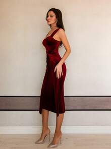 Bris Aura Red Glitter Twist Front Spaghetti Strap Sleeveless Dress,Sexy Women Dresses,Masquerade Ball Dress,New Year Women Dress,Sexy Red Dress,Sexy Party Dress,Birthday Women Outfits,New Year Women Clothes,New Year Party Dress,Rosso Ancora Dress