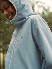 SHEIN In My Nature 女士撞色连帽户外防风夹克 - 藍色 - 查看 1