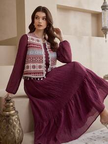 Al Najma 新款刺绣收腰二合一休闲度假派对连衣裙 - 彩色 - 查看 1