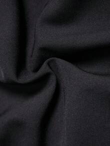 Elaquor 大码女式纯色休闲百搭通勤短裙 - 黑色 - 查看 7