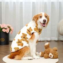 1 Pet Autumn And Winter Large Dog Knitted Sweatshirt Hoodie, Fur Dog Coat