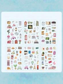 1套防水纸质DIY手工装饰贴纸,可爱卡通风格复古设计,多色Gouka贴纸,适合学生、手工爱好者、上班族、日记本装饰、礼品包装、家居装饰、学校用品、剪贴簿用品、日记贴纸、计划本配件、DIY手工用品 - 彩色 - 查看 20