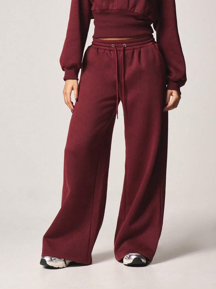 MISSGUIDED Women Comfort Wide Leg Drawstring Sweatpants Relaxed Fit High Waisted Casual Jogger Pants Fall Winter Loungewear