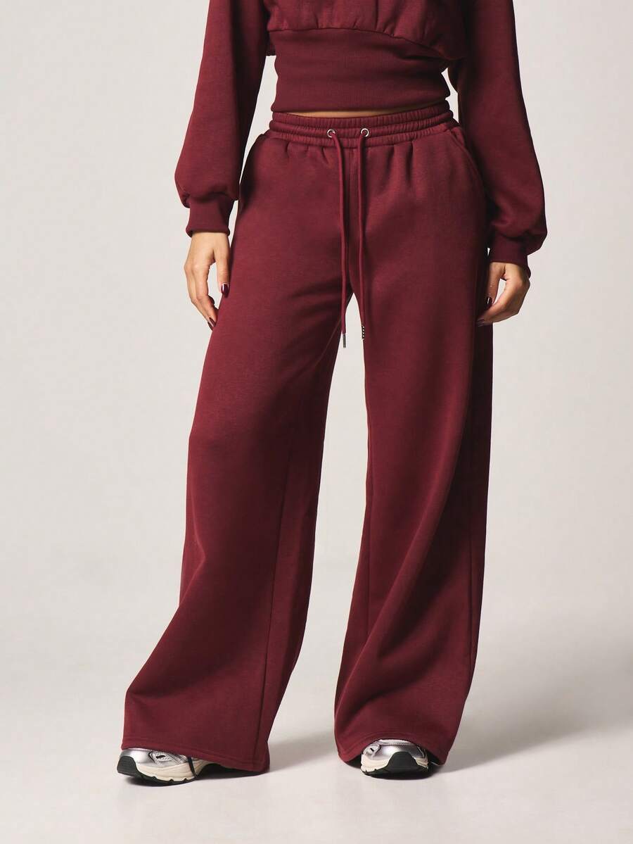 MISSGUIDED Women Comfort Wide Leg Drawstring Sweatpants Relaxed Fit High Waisted Casual Jogger Pants Fall Winter Loungewear