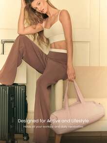 GLOWMODE 16升超大容量双肩带拉链旅行包，适合日常休闲秋冬季使用 - 藕桃色 - 查看 2