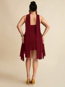 SHEIN BAE 夏季海滩度假大码服装，适合假日、派对、聚会、约会、旅行、外出、音乐节、演唱会、乡村音乐节等场合。这款优雅的纯黑色深V领缎带迷你连衣裙，适合日常约会、夜生活、夜店、派对、聚会、鸡尾酒会、假日连体裤、泳池派对、办公室穿着、通勤装、女士生日礼服等。 - 酒紅色 - 查看 7