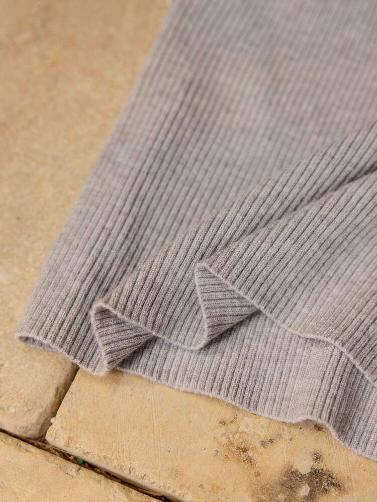 METAL BUCKLE RUCHED BUST HIGH NECK SLIM FIT SWEATER KNIT TOP