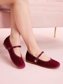 CUCCOO DOLLMOD Women's Solid Color Casual Versatile Flat Shoes - Burgundy - View 4