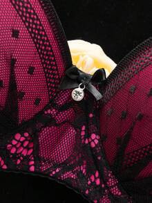 1pc Sexy Lace Simple Gather Small Bust Enhancing Underwire Bra - Multicolor - View 5