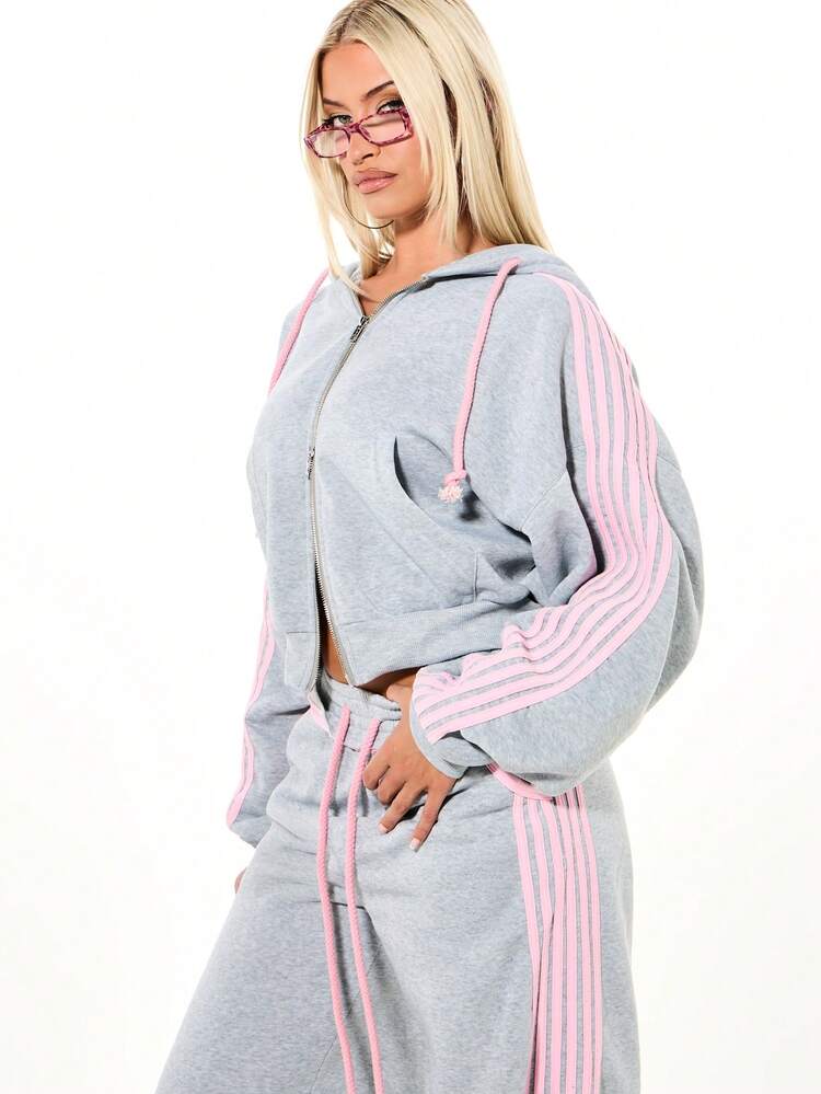 SUMWON WOMEN Oversized Wide Leg Joggers With Contrast Stripes For Valentine