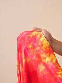 Zivah 2026春夏新款音乐节、复活节、圣帕特里克节、情人节、约会、西部风、游牧风、生日派对、毕业典礼、大学、学生、日常穿着、百搭基础款、休闲、度假、邮轮旅行、海滩、日光浴、热门款、街头风、婚礼宾客波西米亚风、通勤、早午餐、机场、派对、假日郊游、办公室着装、吊带A字长款扎染印花粉黄侧开衩连衣裙 - 粉色 - 查看 9