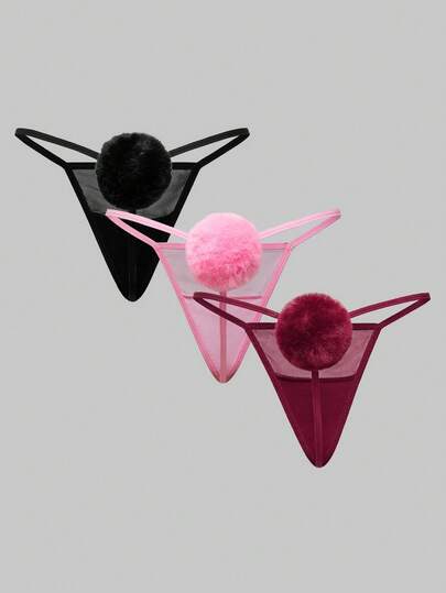 Kawaii 3 Stück/Set Sexy Häschen Schwanz Bommel String Höschen