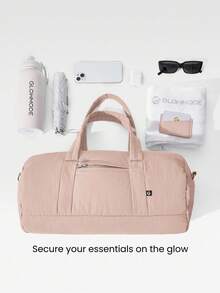 GLOWMODE 16升超大容量双肩带拉链旅行包，适合日常休闲秋冬季使用 - 藕桃色 - 查看 3