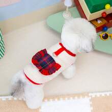 PETSIN Colete e Moletom de Pelúcia de Veludo para Animais de Estimação no Outono/Inverno - Suéter Macio e Quente com Fivela de Tração para Cachorros, Gatos e Animais Pequenos, para Uso Interno/Externo - Bege - Visão 4