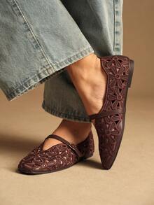 Rosivie 女士方头搭扣休闲套脚乐福鞋