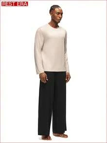 Rest Era 男士舒适休闲圆领长袖睡衣套装 - 彩色 - 查看 5