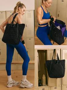 GLOWMODE 17升防水绗缝可扩展多口袋双手柄手提包日常休闲运动旅行 - 黑色 - 查看 7