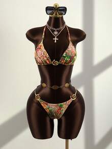 Zestiva 女士性感豹纹比基尼套装，适合夏季海滩