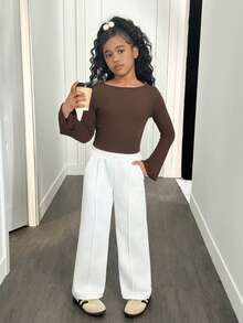 SHEIN Tween Girls' All-Match Casual Sweatpants, Versatile & Fashionable For Everyday Wear - White - View 6