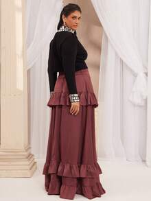 VOLUPTÉ CURVE Áo dệt kim dài tay cổ cao sang trọng, ôm dáng, cỡ lớn, đính đá lấp lánh, kiểu dáng thanh lịch, đa năng, thích hợp mặc nhiều lớp cho ngày Valentine, màu đen. - màu đen - Xem 7