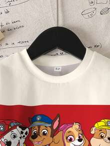 SHEIN | PAW Patrol 男童休闲撞色狗狗印花圆领卫衣，秋季 - 白色 - 查看 5
