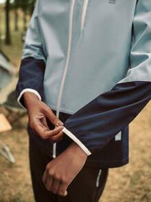 SHEIN In My Nature 女士撞色连帽户外防风夹克 - 藍色 - 查看 8