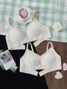Sujetador sin costuras con estampado floral, adecuado para niñas jóvenes, estudiantes y adolescentes - Multicolor - Ver 4