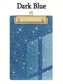 1pc Sparkling Glitter Acrylic Clipboard - PMMA Material, 6 Vibrant Colors (Blue, Pink, Green, Purple, Yellow, White) With Metallic Edges & Sparkling Glitter - Compact Portable Design For Classroom, Office, School, Notebooks & Journals - Multicolor - View 10