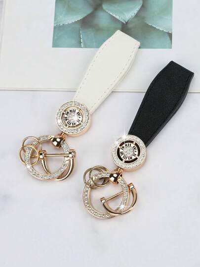 1 pieza Llavero con números romanos de moda, llavero de coche con anillo anti-pérdida, llavero simple con cordón, llavero de silla de montar para llaves de coche para hombres y mujeres