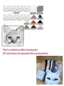DIY Cat Face Mask Making Kit With Felt, Handmade Style Animal Design Colorful Dress-Up Mask Set For Halloween Costume, Carnival Party, Cosplay & Festivals (DIY Craft Kit, Halloween Costume Accessories) - Multicolor - View 3