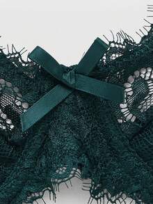 ROMWE Goth Women's Solid Color Lace Patchwork Sheer Underwire Camisole Top - Army Green - View 4
