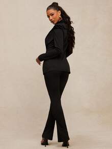 NYA SZN 配套套装（上衣和裤子）上衣为西装外套，V领深V领，直筒修身修身裤，商务休闲，适合办公室、假日、圣诞节、新年夜等冬季场合，女士适用。 - 黃色 - 查看 2