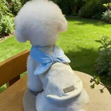 PETSIN Pet Autumn And Winter Stripe Bow Vest Teddy Schnauzer Small Cat Dog Coat Puppy Clothes Dog Clothes For Small Dogs - Blue - View 2