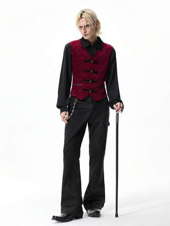 Goth Chaleco de moda sin mangas de color contrastante retro para hombres