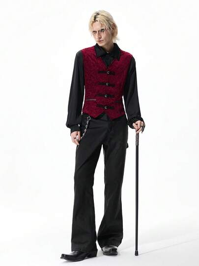 Goth Chaleco de moda sin mangas de color contrastante retro para hombres