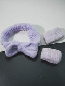 Purple 16 Piece Set Matte Satin Scrunchie Headband Bow Hair Tie Washband Large Claw Clip Elastic Ponytail Holder Soft Hair Accessories Gift For Holiday Party Vacation Travel Workout Gym Essential Spring Summer Collection - Purple - View 2